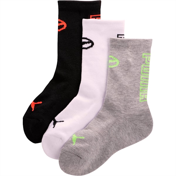 Boys' 1/2 Terry Crew Socks [3 Pack], WHITE / BLACK, extralarge